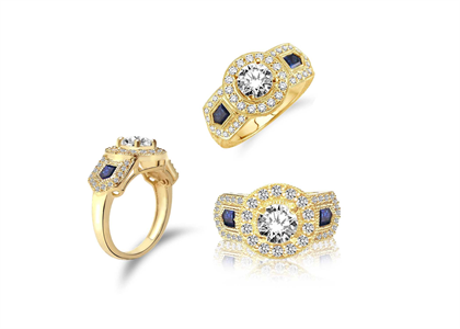 Gold Plated CZ Studded Engagement Ring